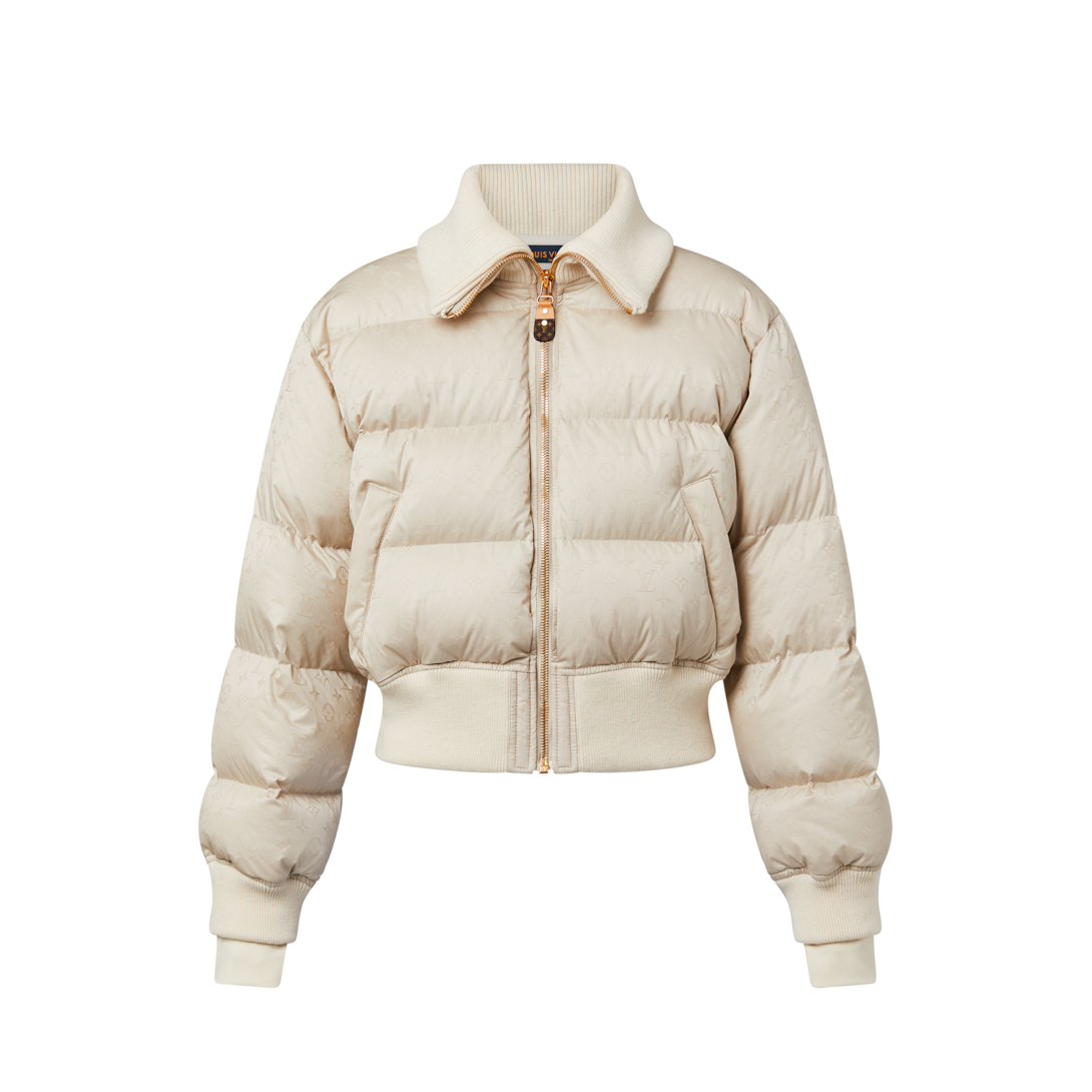 Cropped beige best sale puffer jacket